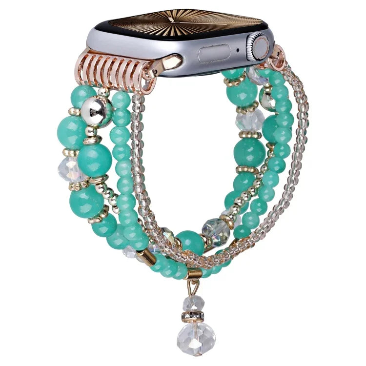 Bracelet de montre à quatre rangs de perles en cuivre, compatible avec Apple Watch 46 mm / 49 mm / 45 mm / 44 mm et Apple Watch 42 mm / 41 mm / 40 mm / 38 mm.