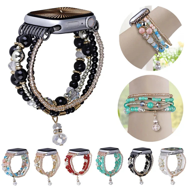 Bracelet de montre à quatre rangs de perles en cuivre, compatible avec Apple Watch 46 mm / 49 mm / 45 mm / 44 mm et Apple Watch 42 mm / 41 mm / 40 mm / 38 mm.