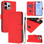 Coque de Téléphone en Cuir Couleur Unie au Toucher Agréable avec Cordon, Pour iPhone Air, Pour iPhone 16 Pro Max