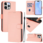Coque de Téléphone en Cuir Couleur Unie au Toucher Agréable avec Cordon, Pour iPhone Air, Pour iPhone 16 Pro Max