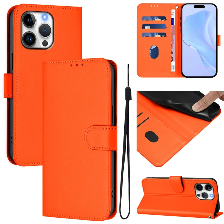 Coque de Téléphone en Cuir Couleur Unie au Toucher Agréable avec Cordon, Pour iPhone Air, Pour iPhone 16 Pro Max