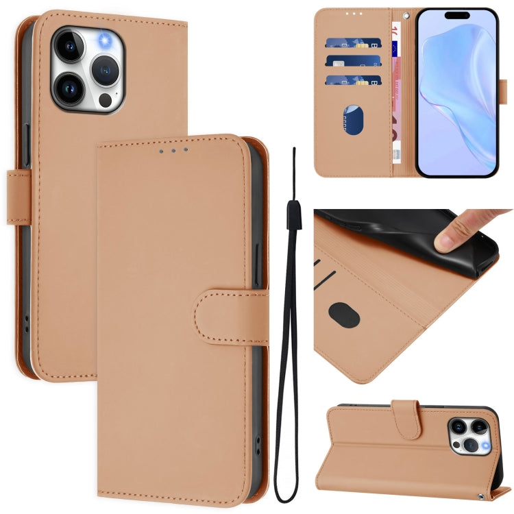 Coque de Téléphone en Cuir Couleur Unie au Toucher Agréable avec Cordon, Pour iPhone Air, Pour iPhone 16 Pro Max