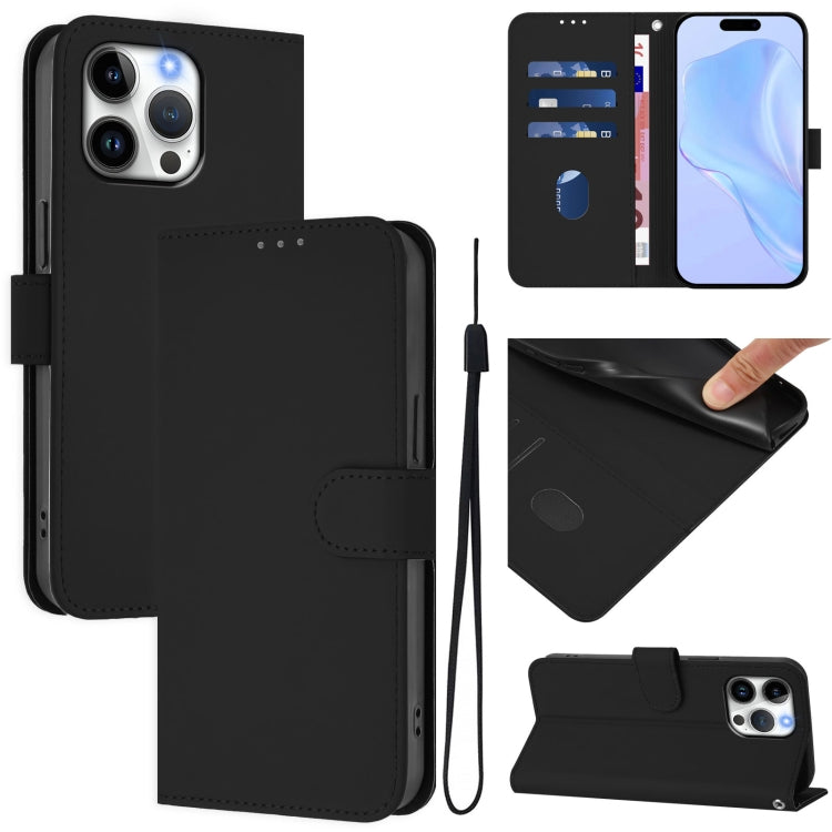 Coque de Téléphone en Cuir Couleur Unie au Toucher Agréable avec Cordon, Pour iPhone Air, Pour iPhone 16 Pro Max