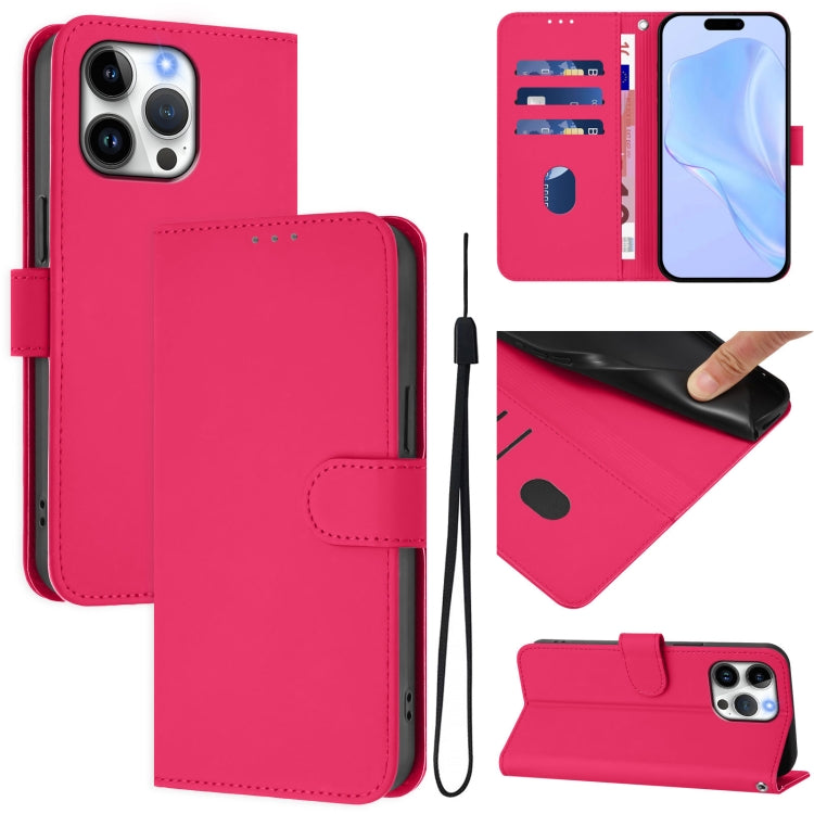Coque de Téléphone en Cuir Couleur Unie au Toucher Agréable avec Cordon, Pour iPhone Air, Pour iPhone 16 Pro Max