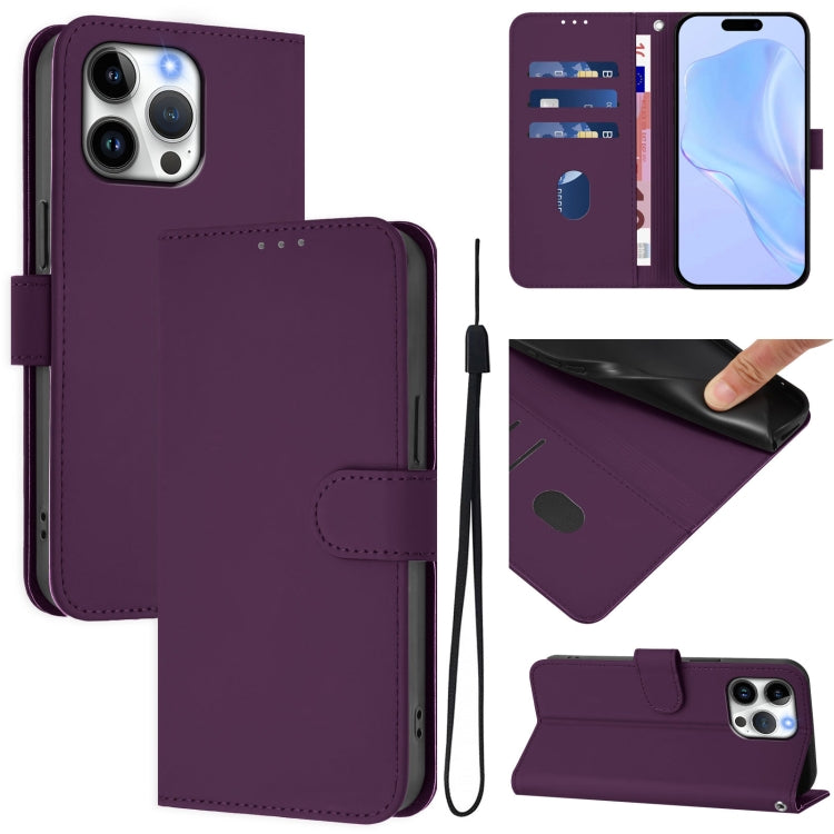 Coque de Téléphone en Cuir Couleur Unie au Toucher Agréable avec Cordon, Pour iPhone Air, Pour iPhone 16 Pro Max
