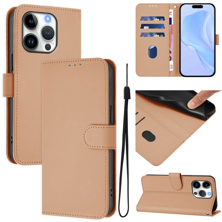 Coque de téléphone en cuir couleur unie avec lanière, pour iPhone 16 Pro, pour iPhone 16 Plus