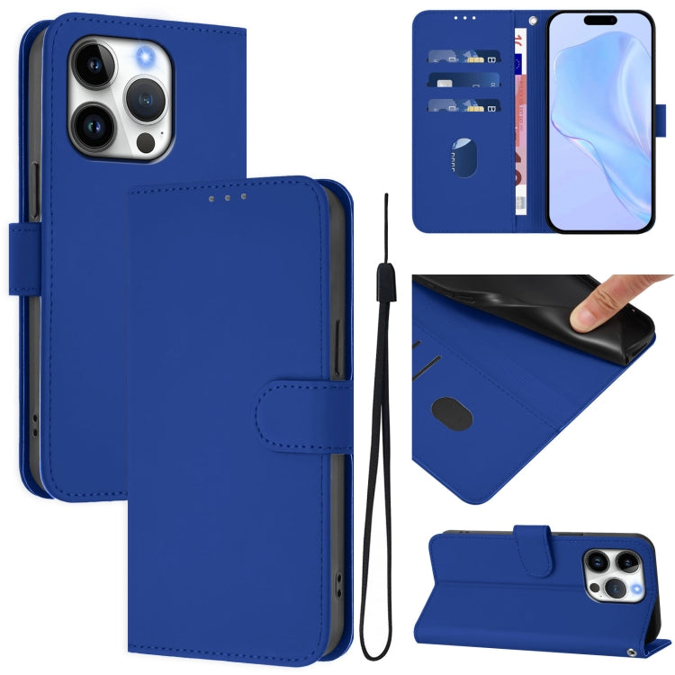 Coque de téléphone en cuir couleur unie avec lanière, pour iPhone 16 Pro, pour iPhone 16 Plus
