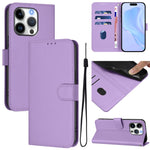 Coque de téléphone en cuir couleur unie avec lanière, pour iPhone 16 Pro, pour iPhone 16 Plus