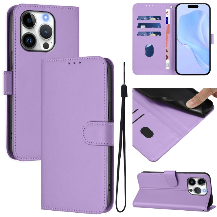Coque de téléphone en cuir couleur unie avec lanière, pour iPhone 16 Pro, pour iPhone 16 Plus