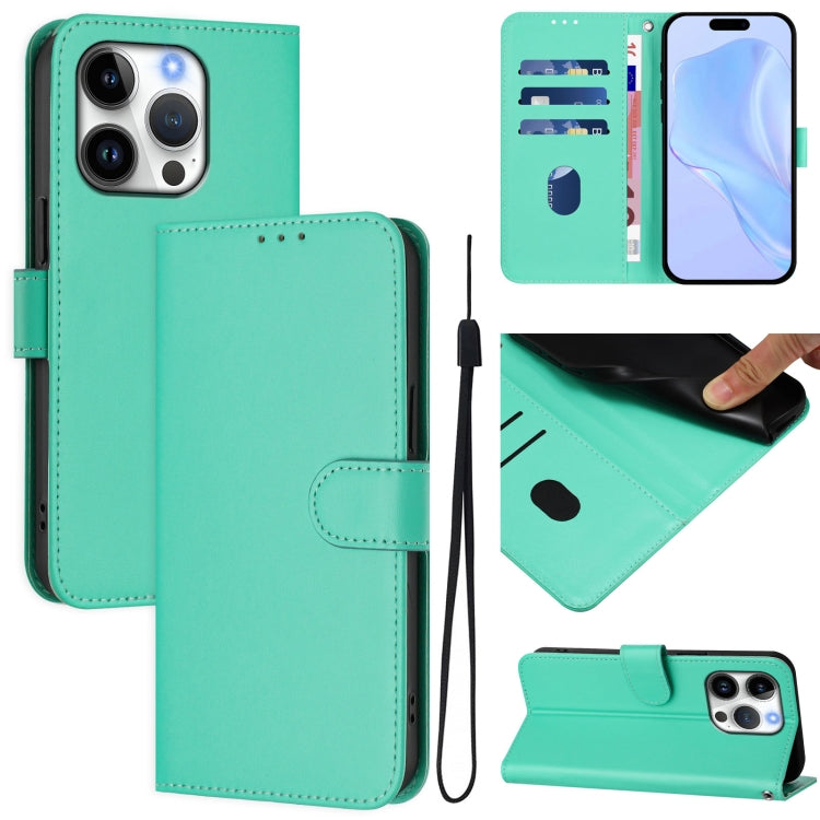 Coque de téléphone en cuir couleur unie avec lanière, pour iPhone 16 Pro, pour iPhone 16 Plus
