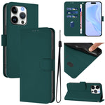 Coque de téléphone en cuir couleur unie avec lanière, pour iPhone 16 Pro, pour iPhone 16 Plus