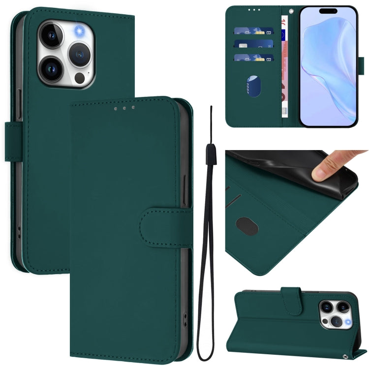 Coque de téléphone en cuir couleur unie avec lanière, pour iPhone 16 Pro, pour iPhone 16 Plus