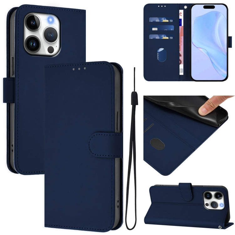 Coque de téléphone en cuir couleur unie avec lanière, pour iPhone 16 Pro, pour iPhone 16 Plus
