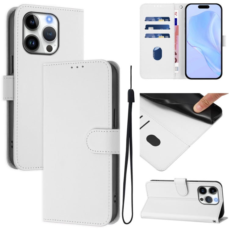 Coque de téléphone en cuir couleur unie avec lanière, pour iPhone 16 Pro, pour iPhone 16 Plus