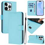 Coque de téléphone en cuir couleur unie avec lanière, pour iPhone 16 Pro, pour iPhone 16 Plus