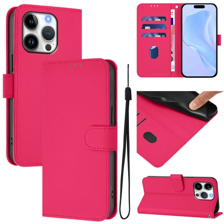 Coque de téléphone en cuir couleur unie avec lanière, pour iPhone 16 Pro, pour iPhone 16 Plus