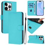 Coque de téléphone en cuir couleur unie avec lanière, pour iPhone 16 Pro, pour iPhone 16 Plus