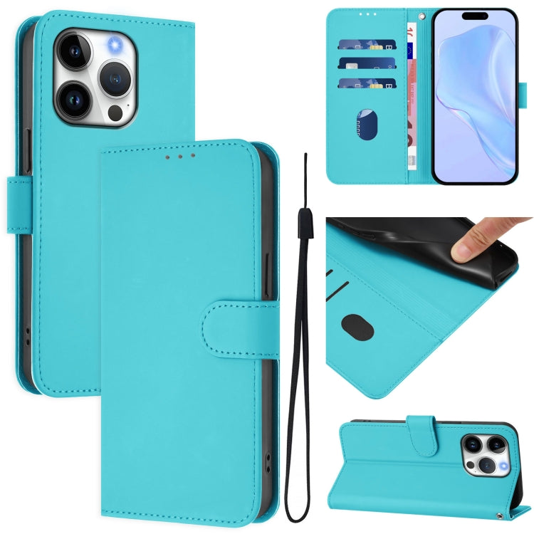 Coque de téléphone en cuir couleur unie avec lanière, pour iPhone 16 Pro, pour iPhone 16 Plus