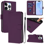 Coque de téléphone en cuir couleur unie avec lanière, pour iPhone 16 Pro, pour iPhone 16 Plus