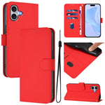 Coque de téléphone en cuir couleur unie avec lanière, pour iPhone 16 Pro, pour iPhone 16 Plus