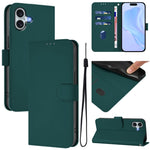 Coque de téléphone en cuir couleur unie avec lanière, pour iPhone 16 Pro, pour iPhone 16 Plus
