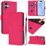 Coque de téléphone en cuir couleur unie avec lanière, pour iPhone 16 Pro, pour iPhone 16 Plus