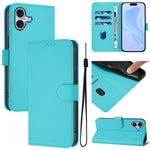 Coque de téléphone en cuir couleur unie avec lanière, pour iPhone 16 Pro, pour iPhone 16 Plus