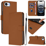 Étui de téléphone en cuir couleur unie effet peau avec cordon, Pour iPhone 17e / 16e, Pour iPhone 17 Pro Max