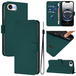 Étui de téléphone en cuir couleur unie effet peau avec cordon, Pour iPhone 17e / 16e, Pour iPhone 17 Pro Max