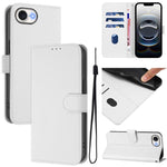 Étui de téléphone en cuir couleur unie effet peau avec cordon, Pour iPhone 17e / 16e, Pour iPhone 17 Pro Max