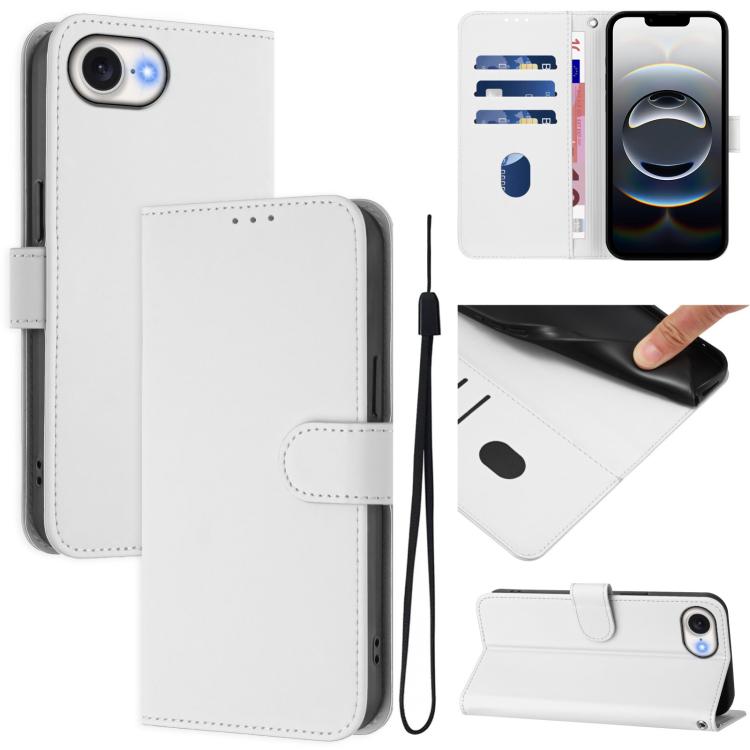 Étui de téléphone en cuir couleur unie effet peau avec cordon, Pour iPhone 17e / 16e, Pour iPhone 17 Pro Max