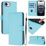 Étui de téléphone en cuir couleur unie effet peau avec cordon, Pour iPhone 17e / 16e, Pour iPhone 17 Pro Max