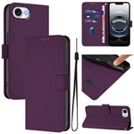Étui de téléphone en cuir couleur unie effet peau avec cordon, Pour iPhone 17e / 16e, Pour iPhone 17 Pro Max