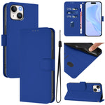 Skin Feel Solid Color Leather Phone Case with Lanyard, For iPhone 14 / 13, For iPhone 14 Pro