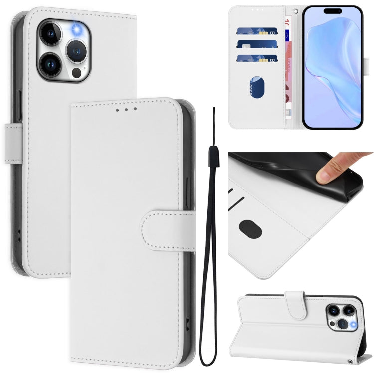 Skin Feel Solid Color Leather Phone Case with Lanyard, For iPhone 14 Pro Max, For iPhone SE 2022 / 2020