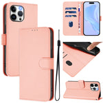 Skin Feel Solid Color Leather Phone Case with Lanyard, For iPhone 13 Pro Max, For iPhone 13 Pro