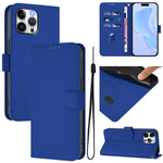 Skin Feel Solid Color Leather Phone Case with Lanyard, For iPhone 13 Pro Max, For iPhone 13 Pro
