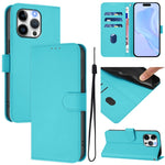 Skin Feel Solid Color Leather Phone Case with Lanyard, For iPhone 13 Pro Max, For iPhone 13 Pro