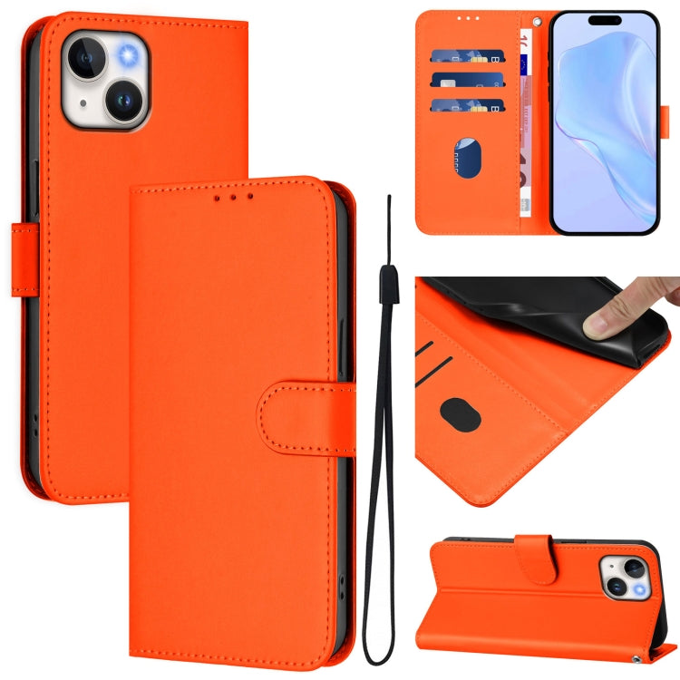 Skin Feel Solid Color Leather Phone Case with Lanyard, For iPhone 13 mini, For iPhone 12 / 12 Pro