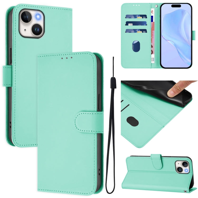Skin Feel Solid Color Leather Phone Case with Lanyard, For iPhone 13 mini, For iPhone 12 / 12 Pro