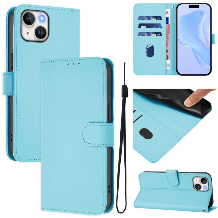 Skin Feel Solid Color Leather Phone Case with Lanyard, For iPhone 13 mini, For iPhone 12 / 12 Pro