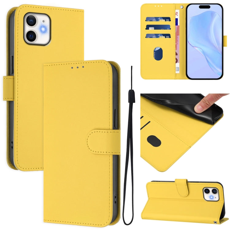 Skin Feel Solid Color Leather Phone Case with Lanyard, For iPhone 11 Pro Max, For iPhone 11