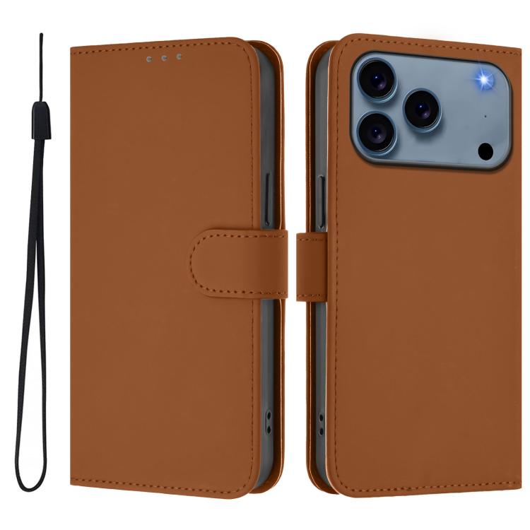 Étui de téléphone en cuir couleur unie doux au toucher avec cordon, pour iPhone 17 Pro, pour iPhone 17