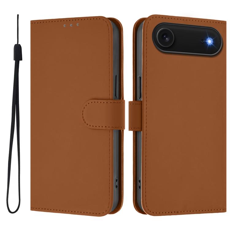 Coque de Téléphone en Cuir Couleur Unie au Toucher Agréable avec Cordon, Pour iPhone Air, Pour iPhone 16 Pro Max
