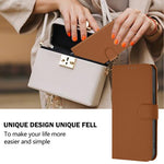 Coque de Téléphone en Cuir Couleur Unie au Toucher Agréable avec Cordon, Pour iPhone Air, Pour iPhone 16 Pro Max