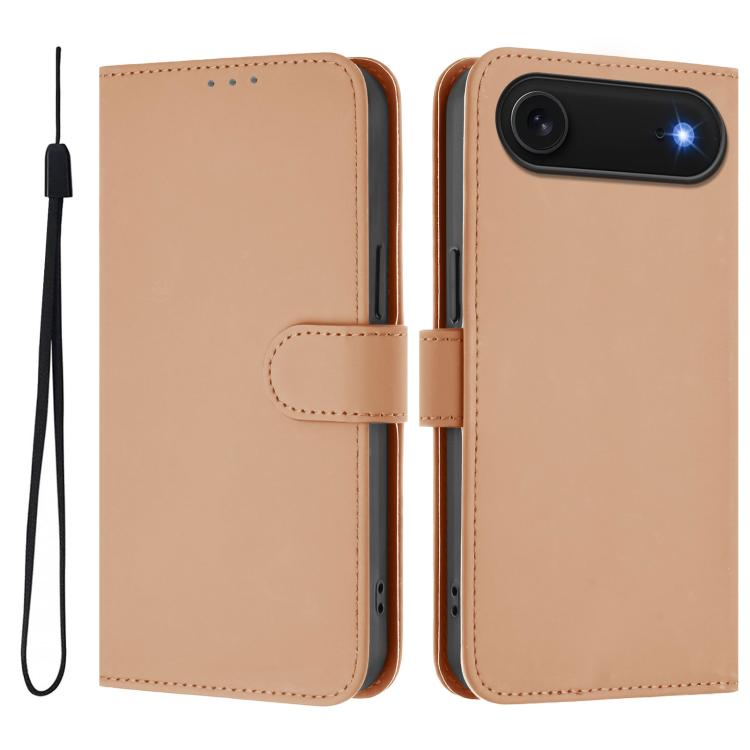Coque de Téléphone en Cuir Couleur Unie au Toucher Agréable avec Cordon, Pour iPhone Air, Pour iPhone 16 Pro Max