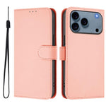 Étui de téléphone en cuir couleur unie effet peau avec cordon, Pour iPhone 17e / 16e, Pour iPhone 17 Pro Max