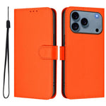 Étui de téléphone en cuir couleur unie effet peau avec cordon, Pour iPhone 17e / 16e, Pour iPhone 17 Pro Max