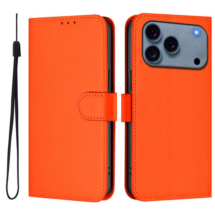 Étui de téléphone en cuir couleur unie effet peau avec cordon, Pour iPhone 17e / 16e, Pour iPhone 17 Pro Max
