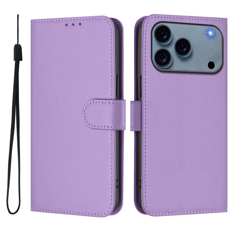 Étui de téléphone en cuir couleur unie effet peau avec cordon, Pour iPhone 17e / 16e, Pour iPhone 17 Pro Max